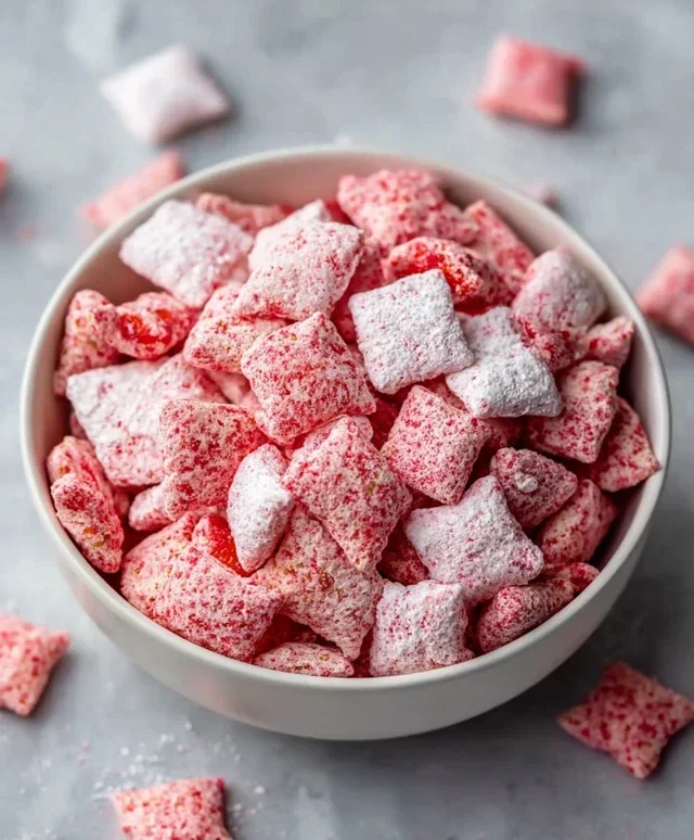 Easy Strawberry Shortcake Puppy Chow