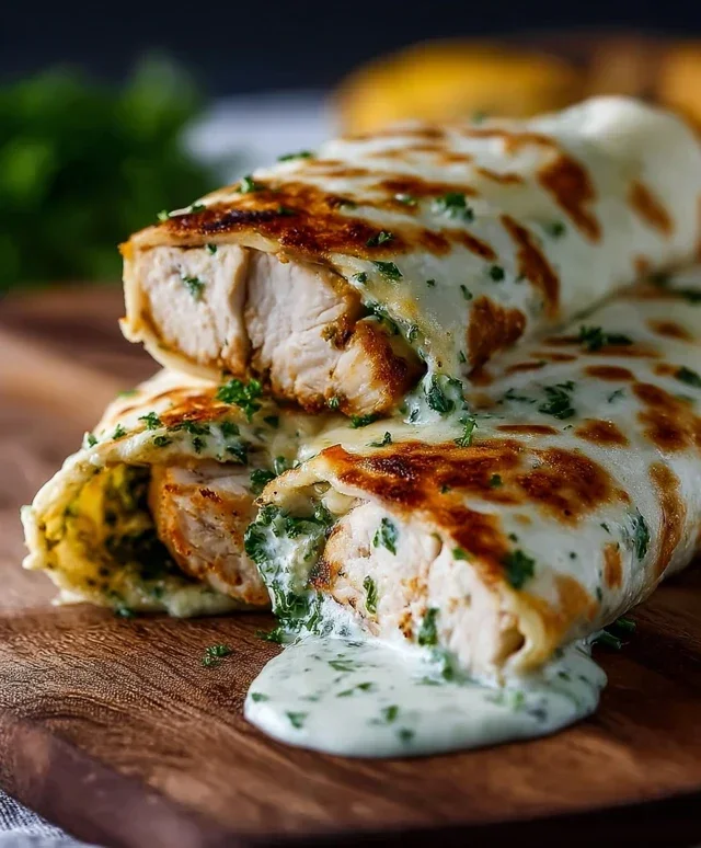Low Carb Cheesy Garlic Chicken Wraps
