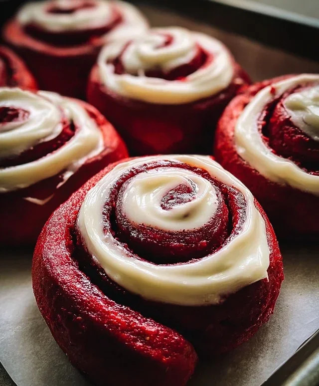 Red Velvet Cinnamon Rolls with Cream Cheese Icing
