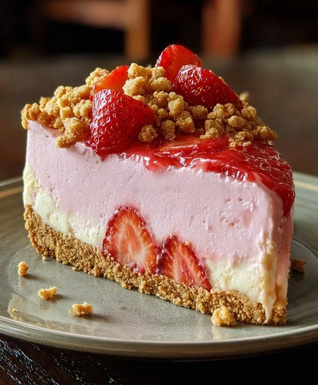 Pink Strawberry Crunch Cheesecake