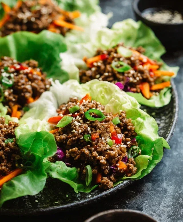 Asian Style Ground Beef Lettuce Wraps