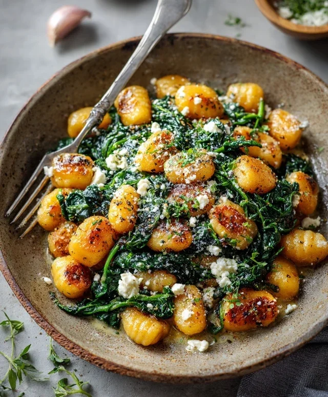 Crispy Gnocchi With Spinach And Feta