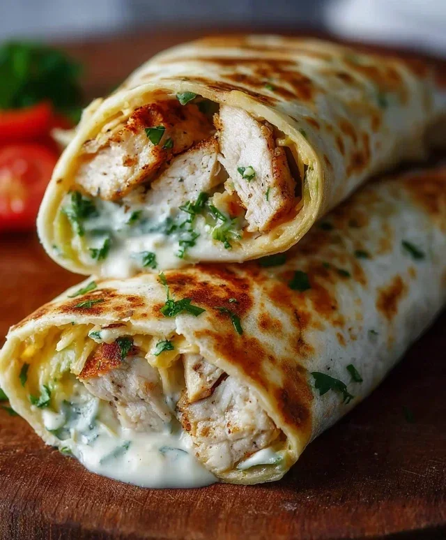 Cheesy Garlic Chicken Wraps