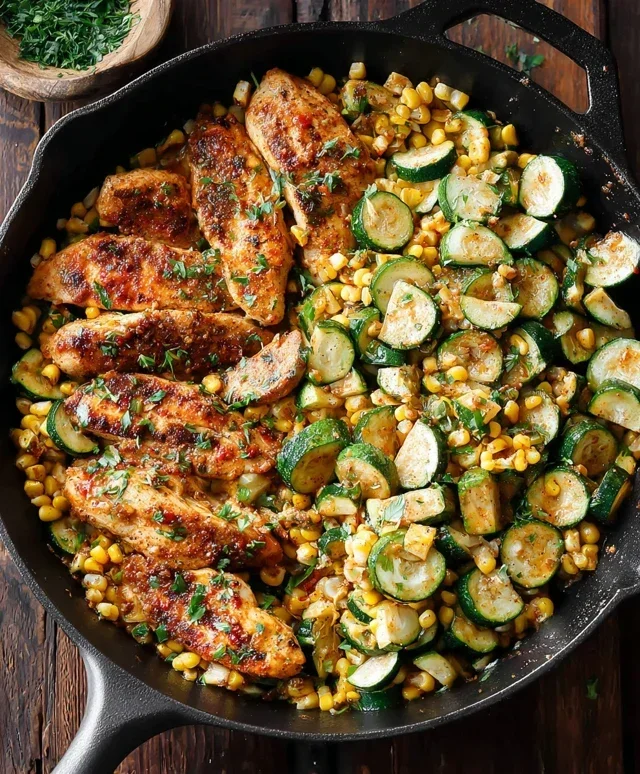 Garlic Butter Chicken with Zucchini and Corn - One-Pan, 30-Minute Meal