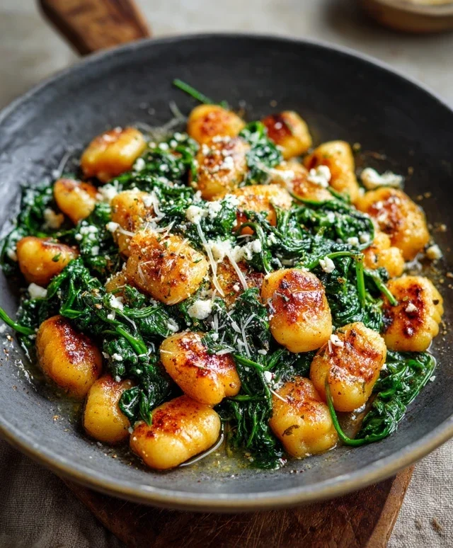 Crispy Gnocchi With Spinach And Feta