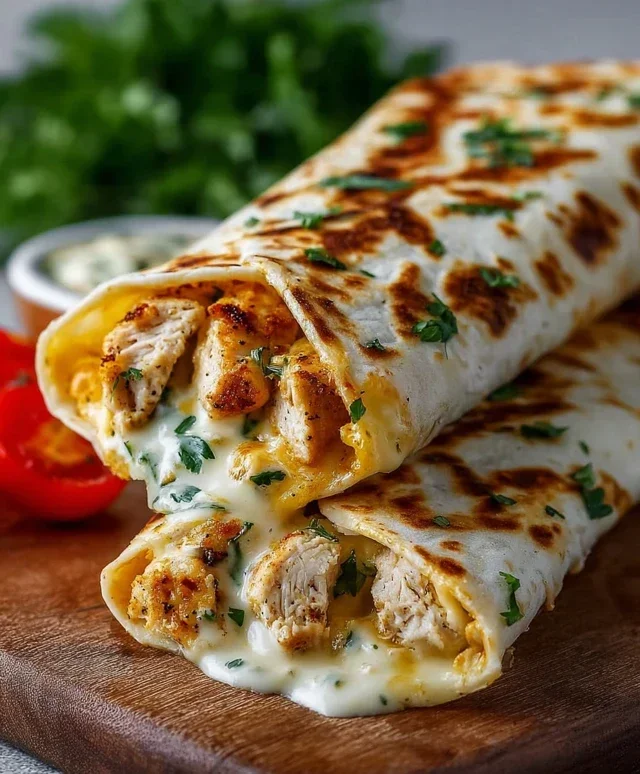 Cheesy Garlic Chicken Wraps