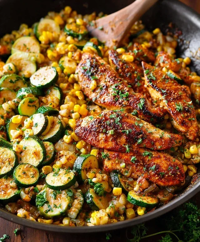 Garlic Butter Chicken with Zucchini and Corn - One-Pan, 30-Minute Meal