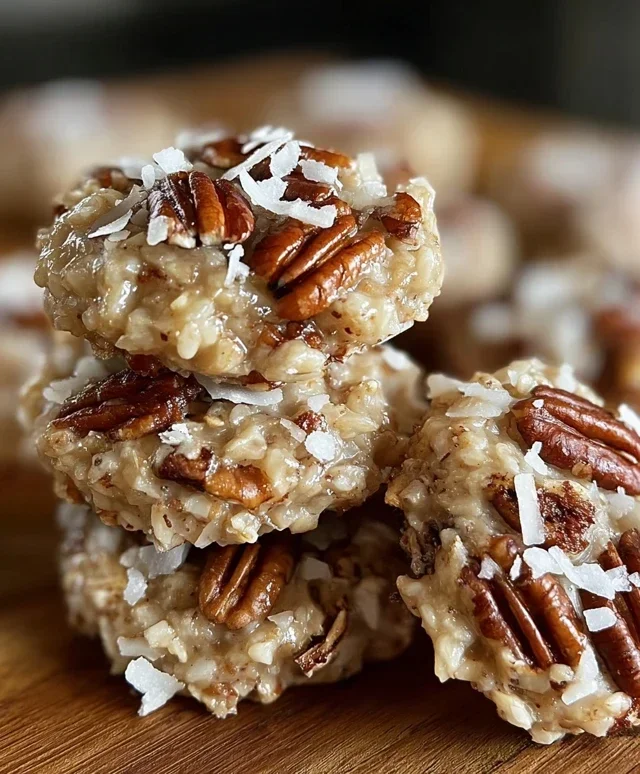 No Bake Pecan Coconut Praline Cookies