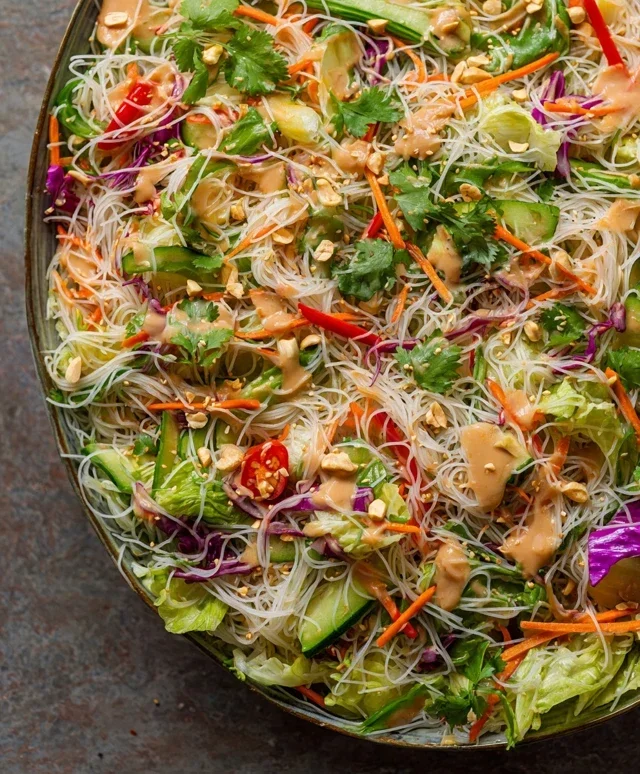 Spring Roll Salad with Peanut Dressing, gluten-free